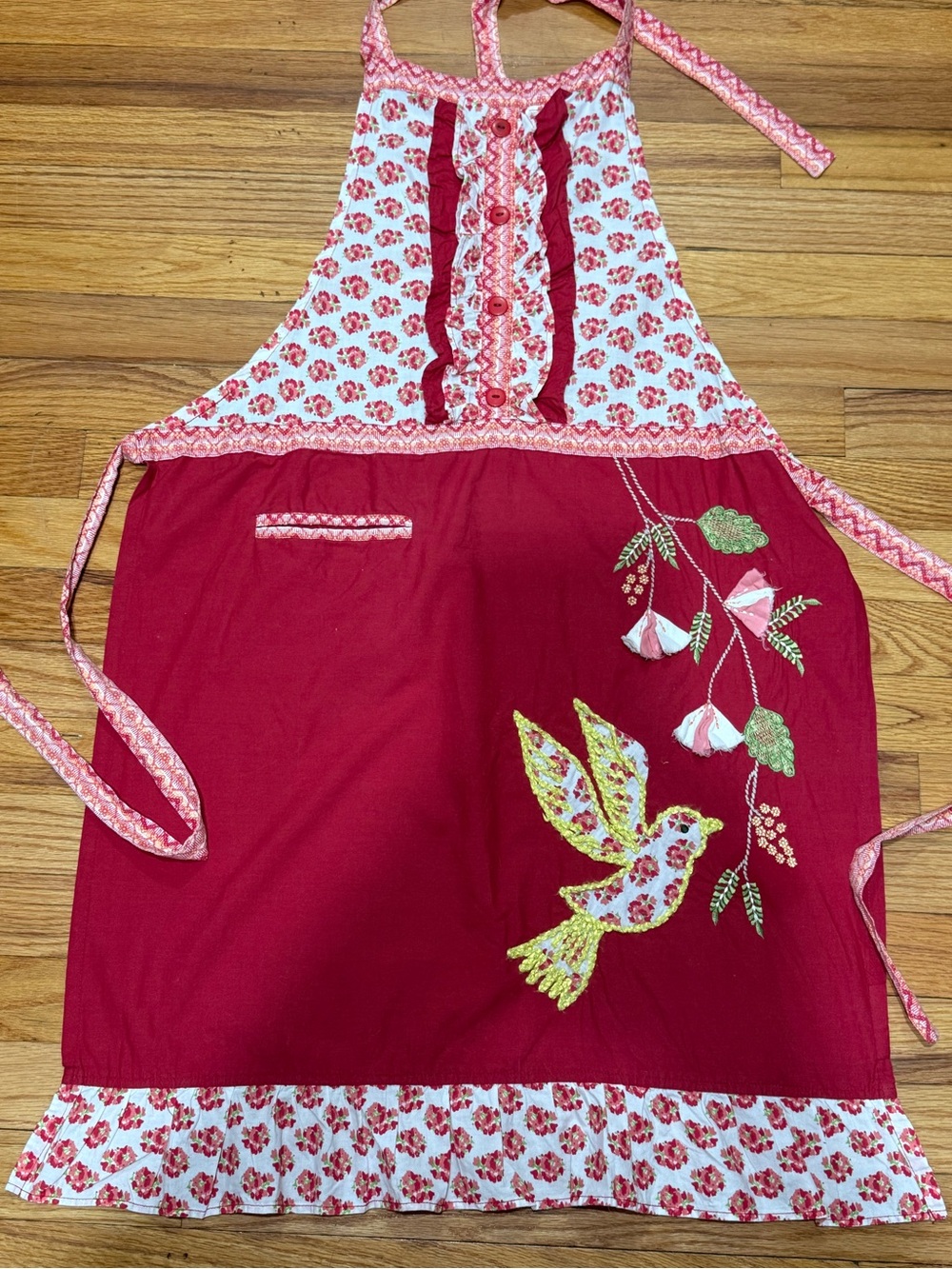 Anthropologie Jessie Steele Floral Hummingbird Apron